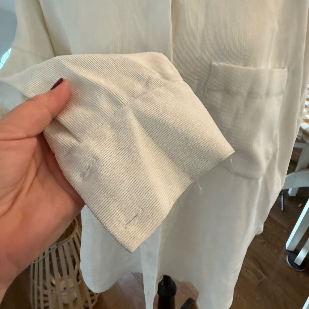 Zara Off-White light corduroy Oversized Top - Picture 4 of 7